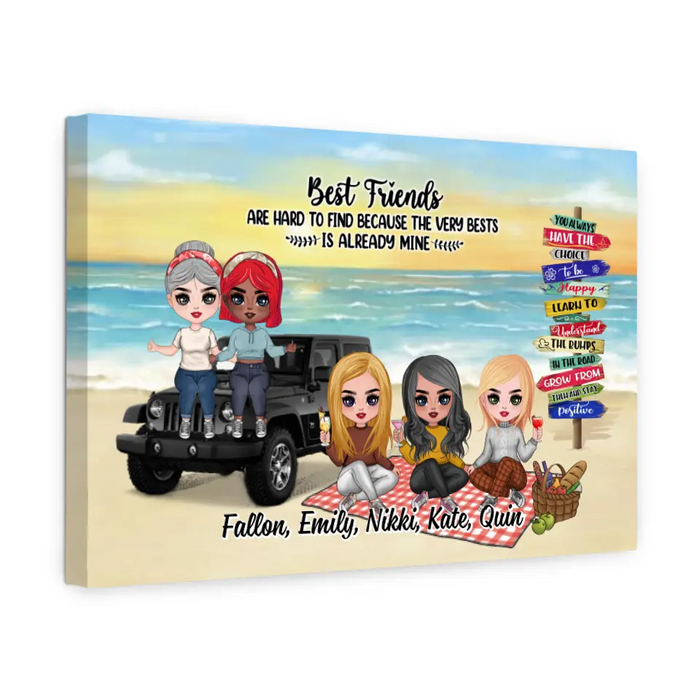 Up To 5 Chibi Best Friends Are Hard To Find - Personalized Canvas For Her, Friends, Off-Road Lovers