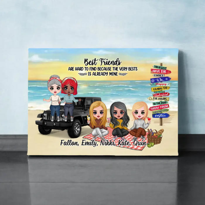 Up To 5 Chibi Best Friends Are Hard To Find - Personalized Canvas For Her, Friends, Off-Road Lovers