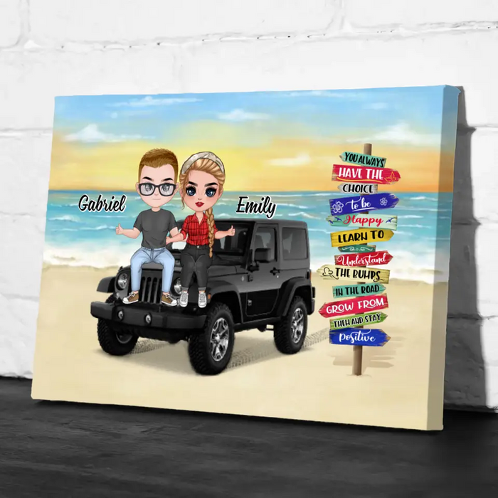 You Always Have The Choice To Be Happy - Personalized Canvas For Couples, Him, Her, Off-Road Lovers