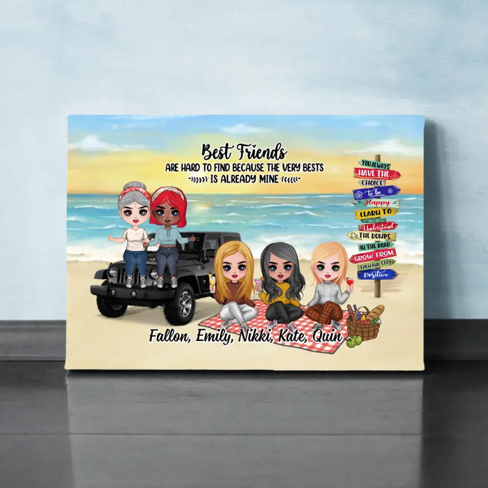 Up To 5 Chibi Best Friends Are Hard To Find - Personalized Canvas For Her, Friends, Off-Road Lovers