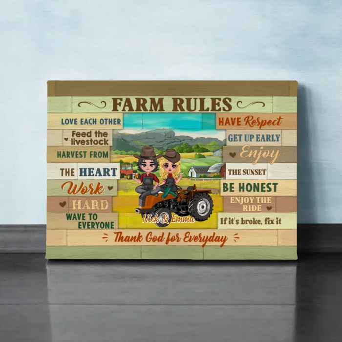 Farm Rules - Personalized Canvas For Couples, Him, Her, Friends, Farmer