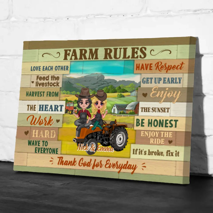 Farm Rules - Personalized Canvas For Couples, Him, Her, Friends, Farmer