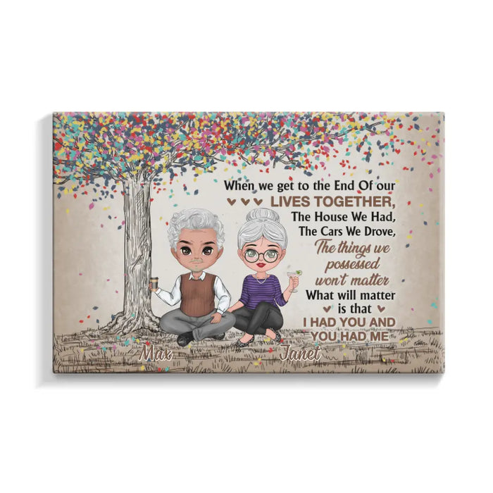 Chibi Old Couple When We Get To The End Of Our Lives - Personalized Canvas For Couples, Him, Her