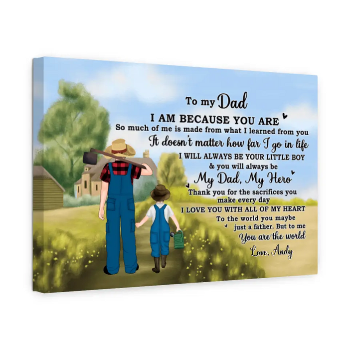 To My Dad - Personalized Gifts Custom Farming Canvas for Him, for Dad, for Him, Farmers Gifts