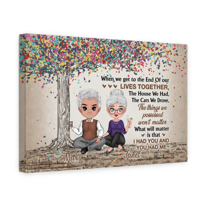 Chibi Old Couple When We Get To The End Of Our Lives - Personalized Canvas For Couples, Him, Her