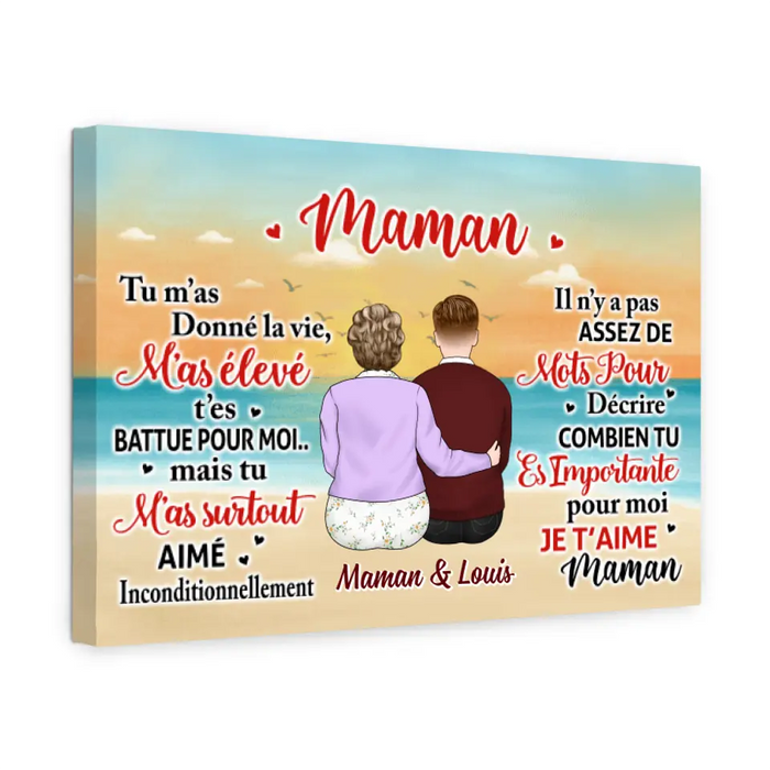 Je T'aime Maman - Personalized Canvas For Mom, Son, Daughter, Mother's Day