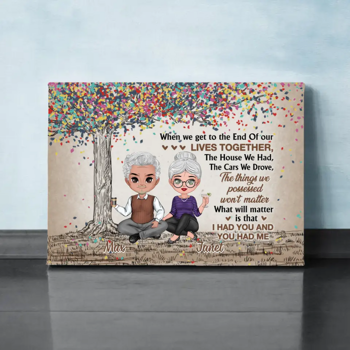 Chibi Old Couple When We Get To The End Of Our Lives - Personalized Canvas For Couples, Him, Her