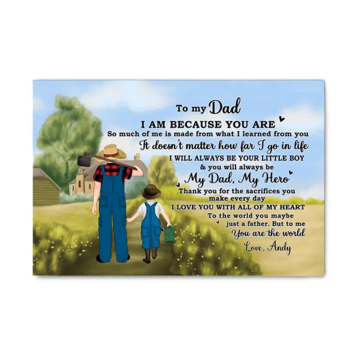 To My Dad - Personalized Gifts Custom Farming Canvas for Him, for Dad, for Him, Farmers Gifts