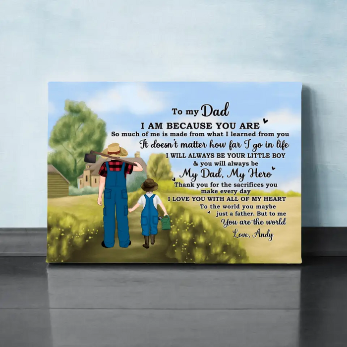 To My Dad - Personalized Gifts Custom Farming Canvas for Him, for Dad, for Him, Farmers Gifts