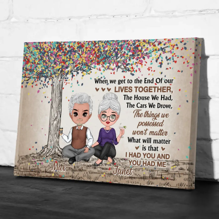 Chibi Old Couple When We Get To The End Of Our Lives - Personalized Canvas For Couples, Him, Her