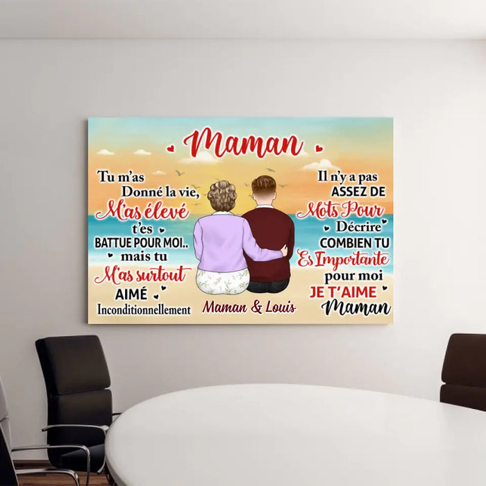 Je T'aime Maman - Personalized Canvas For Mom, Son, Daughter, Mother's Day