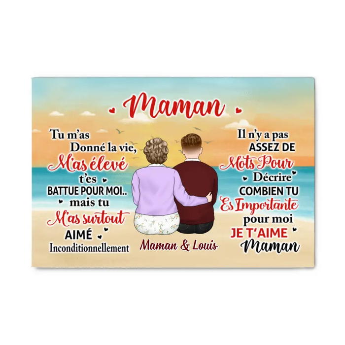 Je T'aime Maman - Personalized Canvas For Mom, Son, Daughter, Mother's Day