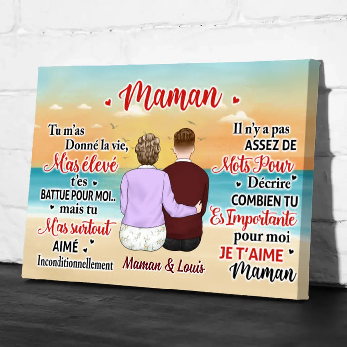 Je T'aime Maman - Personalized Canvas For Mom, Son, Daughter, Mother's Day