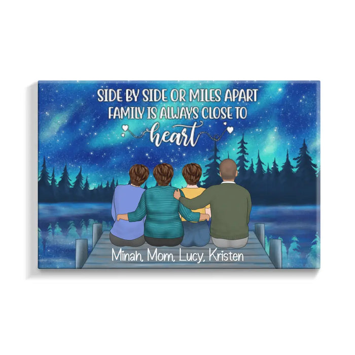 Side By Side Or Miles Apart - Personalized Canvas For Mom, Mother's Day