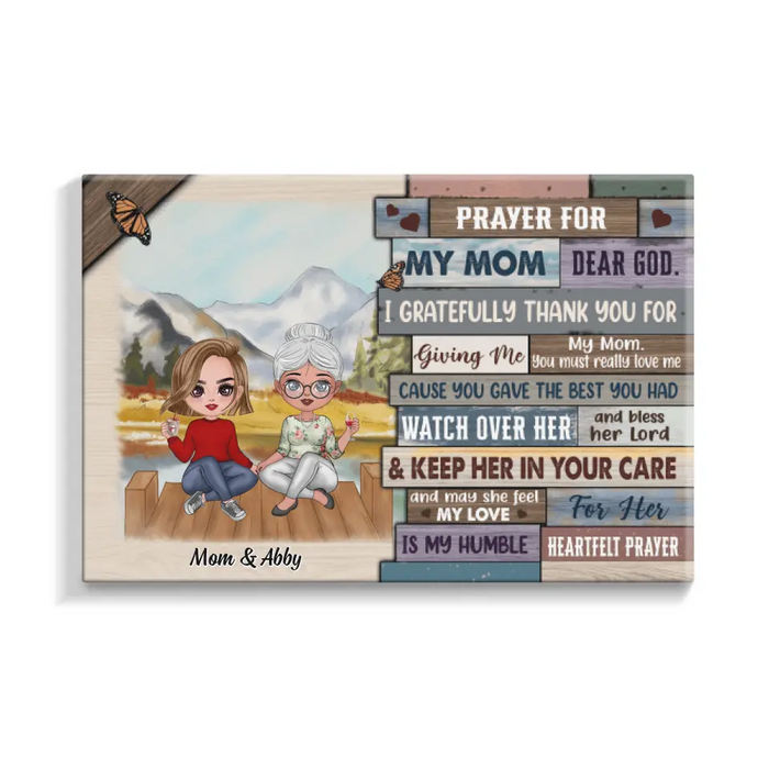 Up To 3 Daughters Pray For My Mom Dear God - Personalized Canvas For Her, Mom, Mother's Day