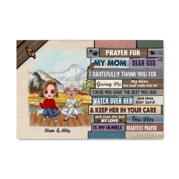 Up To 3 Daughters Pray For My Mom Dear God - Personalized Canvas For Her, Mom, Mother's Day