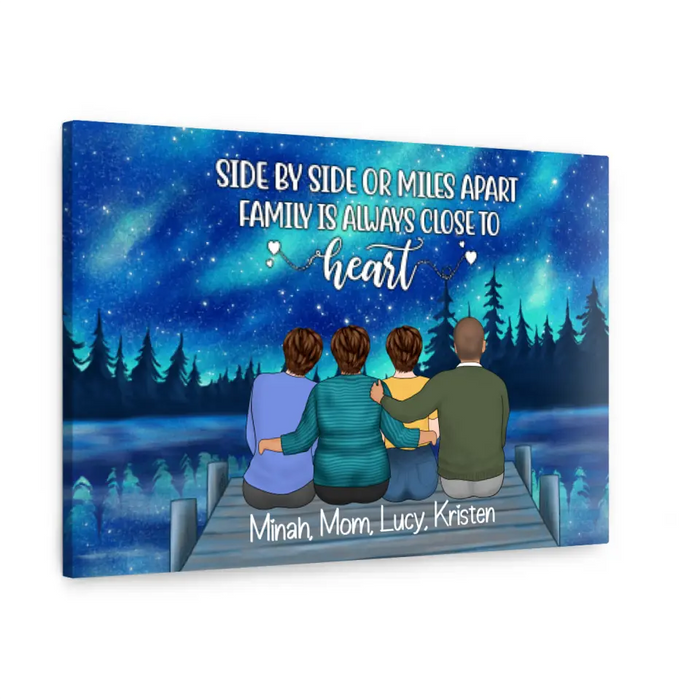 Side By Side Or Miles Apart - Personalized Canvas For Mom, Mother's Day