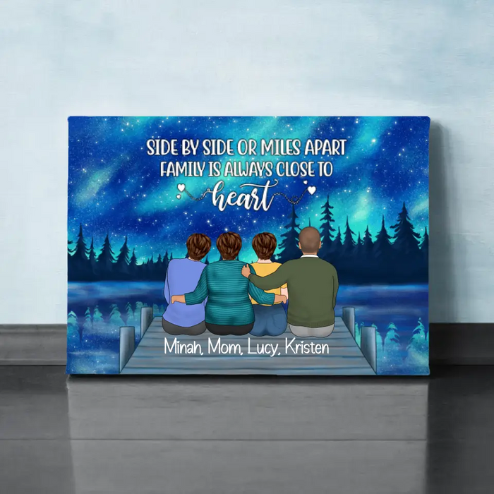 Side By Side Or Miles Apart - Personalized Canvas For Mom, Mother's Day