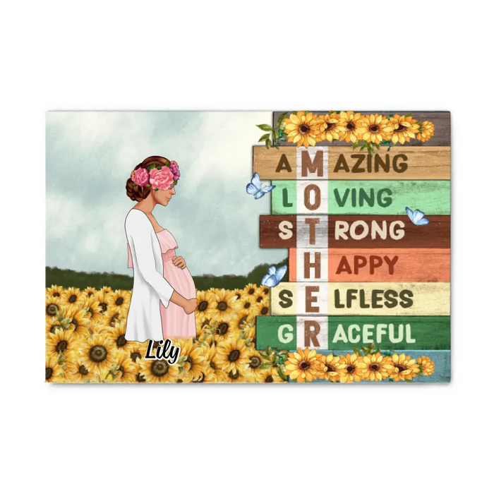 Mother Amazing Loving - Personalized Canvas For Her, Mom To Be, Mother's Day