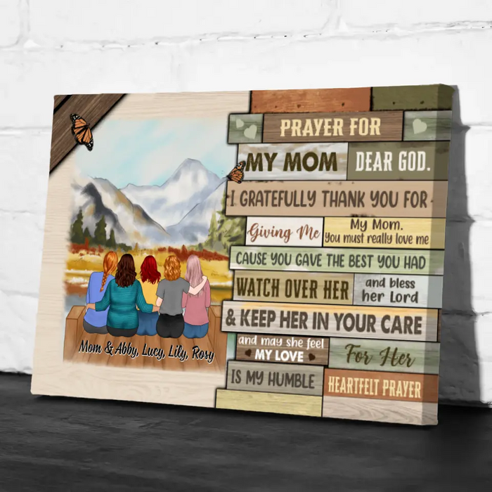 Up To 4 Daughters Prayer For My Mom Dear God - Personalized Canvas For Her, Mom, Mother's Day