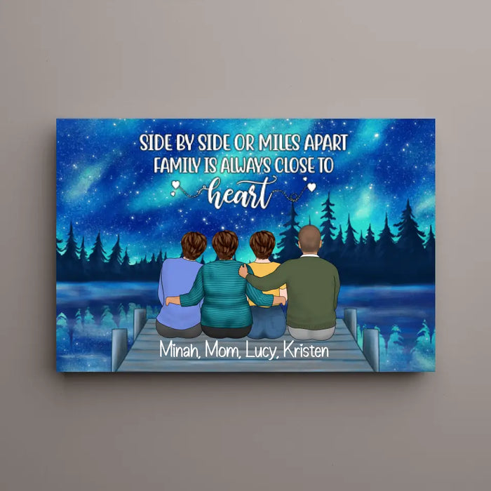 Side By Side Or Miles Apart - Personalized Canvas For Mom, Mother's Day