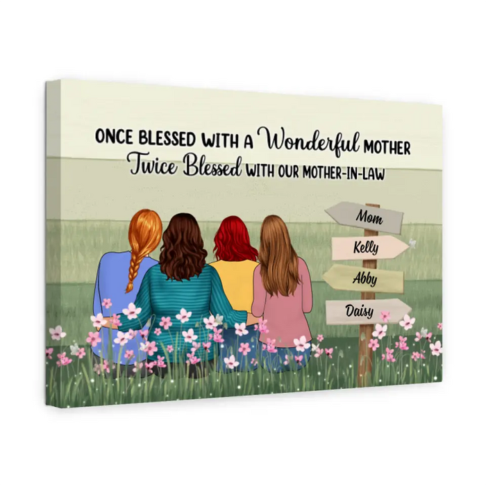 Twice Blessed With Our Mother-in-law - Personalized Canvas For Mother-in-law, For Her, Mother's Day