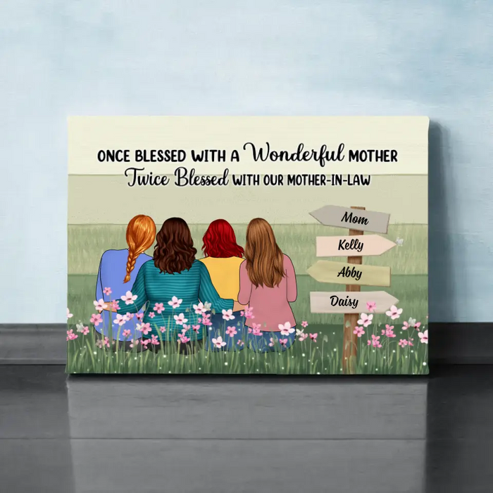 Twice Blessed With Our Mother-in-law - Personalized Canvas For Mother-in-law, For Her, Mother's Day