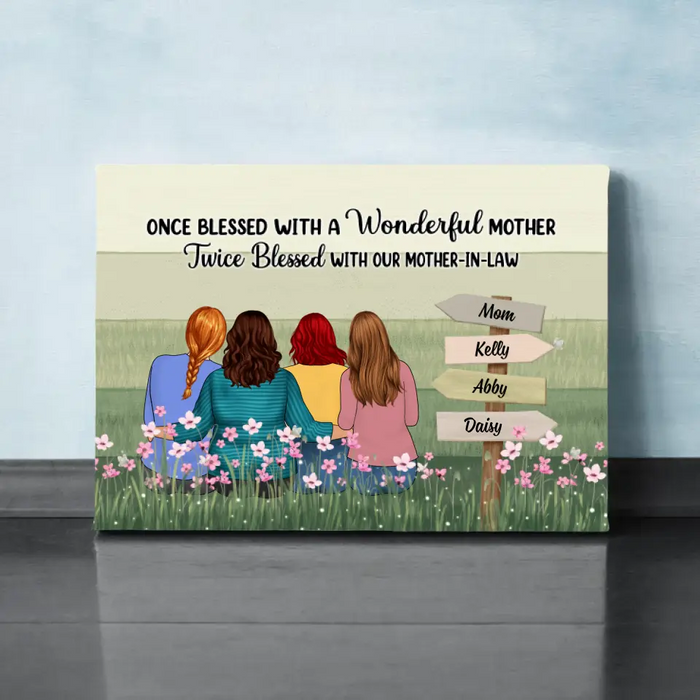 Twice Blessed With Our Mother-in-law - Personalized Canvas For Mother-in-law, For Her, Mother's Day