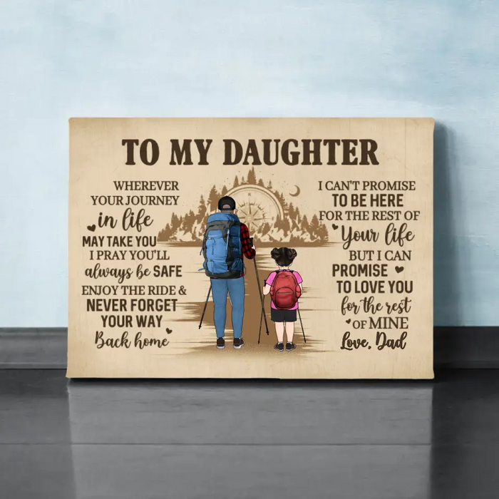 To My Daughter - Personalized Gifts Custom Hiking Canvas for Daughter for Dad, Hiking Lovers