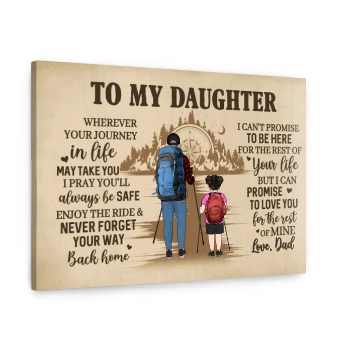 To My Daughter - Personalized Gifts Custom Hiking Canvas for Daughter for Dad, Hiking Lovers