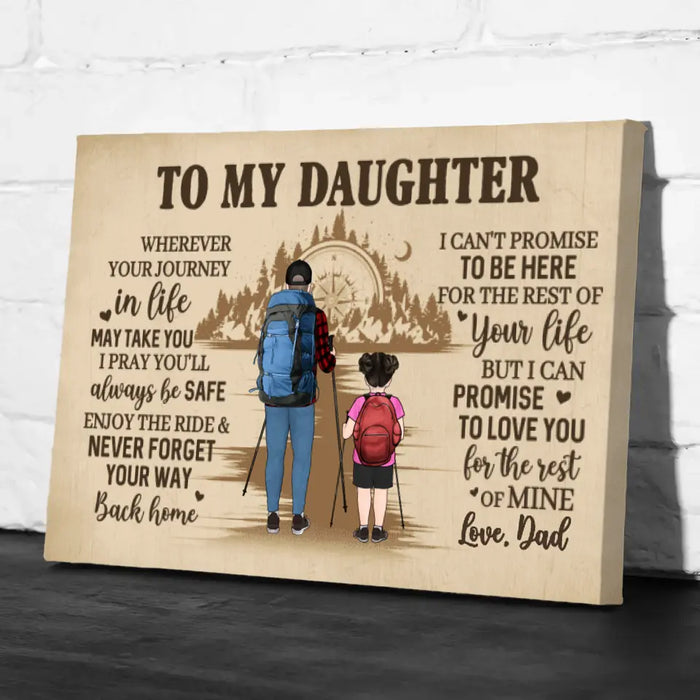 To My Daughter - Personalized Gifts Custom Hiking Canvas for Daughter for Dad, Hiking Lovers