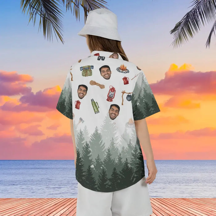 Personalized Face Photo Upload Hawaiian Shirt, Hawaiian Shirt for Men, Gift for Him, Camping Lovers