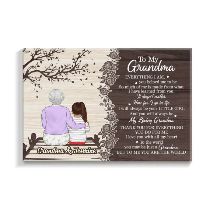 Grandma To Me You Are The World - Personalized Canvas For Grandma, For Mom, Mother's Day