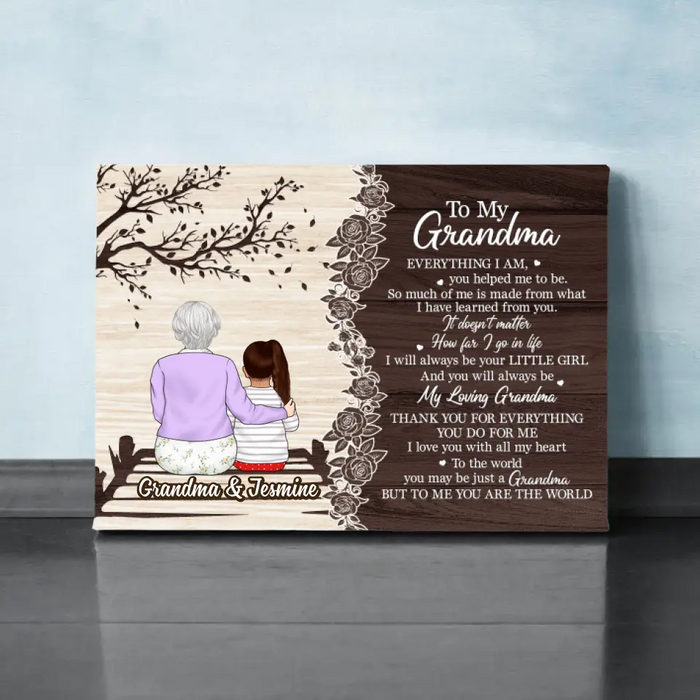 Grandma To Me You Are The World - Personalized Canvas For Grandma, For Mom, Mother's Day