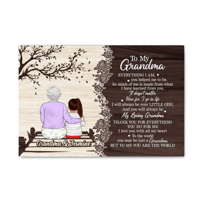 Grandma To Me You Are The World - Personalized Canvas For Grandma, For Mom, Mother's Day