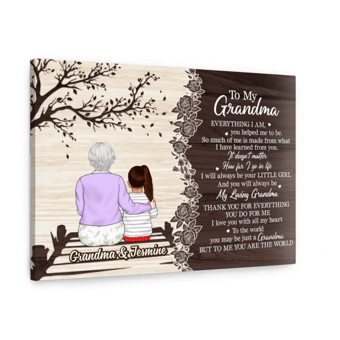 Grandma To Me You Are The World - Personalized Canvas For Grandma, For Mom, Mother's Day