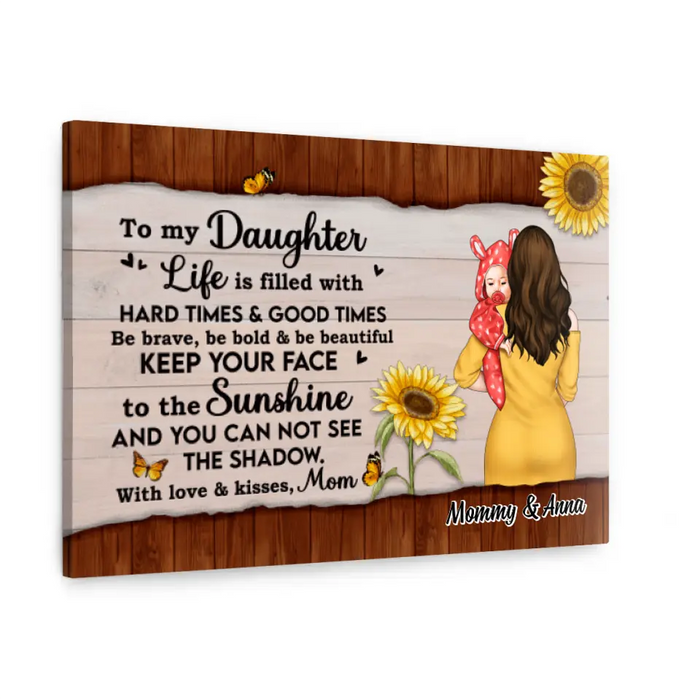 To My Daughter With Love & Kisses - Personalized Canvas For Her, Daughter, Mom