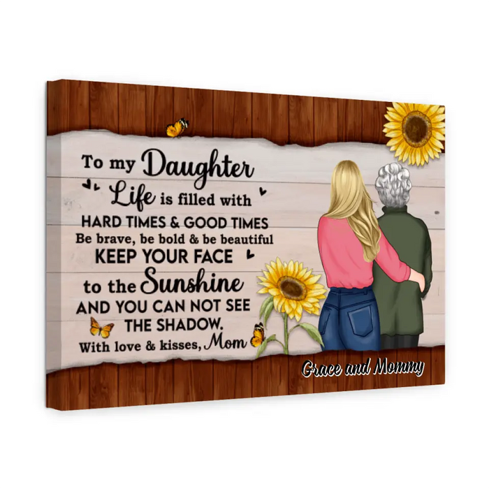 From Mom With Love & Kisses - Personalized Canvas For Her, Daughter, Mom