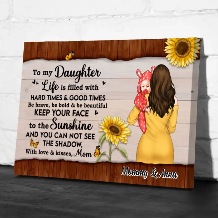 To My Daughter With Love & Kisses - Personalized Canvas For Her, Daughter, Mom