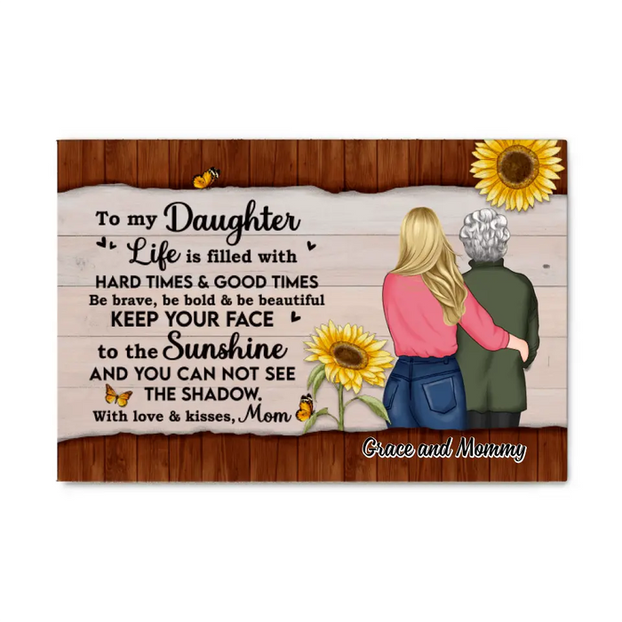 From Mom With Love & Kisses - Personalized Canvas For Her, Daughter, Mom