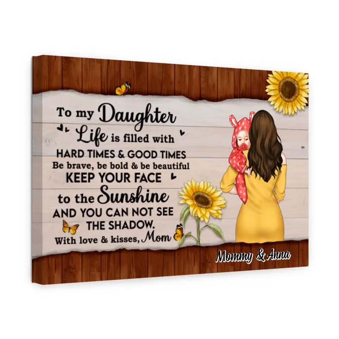 To My Daughter With Love & Kisses - Personalized Canvas For Her, Daughter, Mom