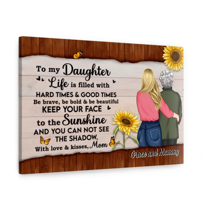 From Mom With Love & Kisses - Personalized Canvas For Her, Daughter, Mom