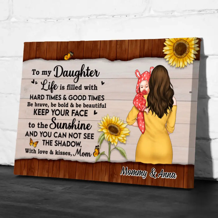 To My Daughter With Love & Kisses - Personalized Canvas For Her, Daughter, Mom