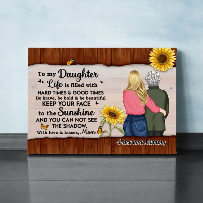 From Mom With Love & Kisses - Personalized Canvas For Her, Daughter, Mom