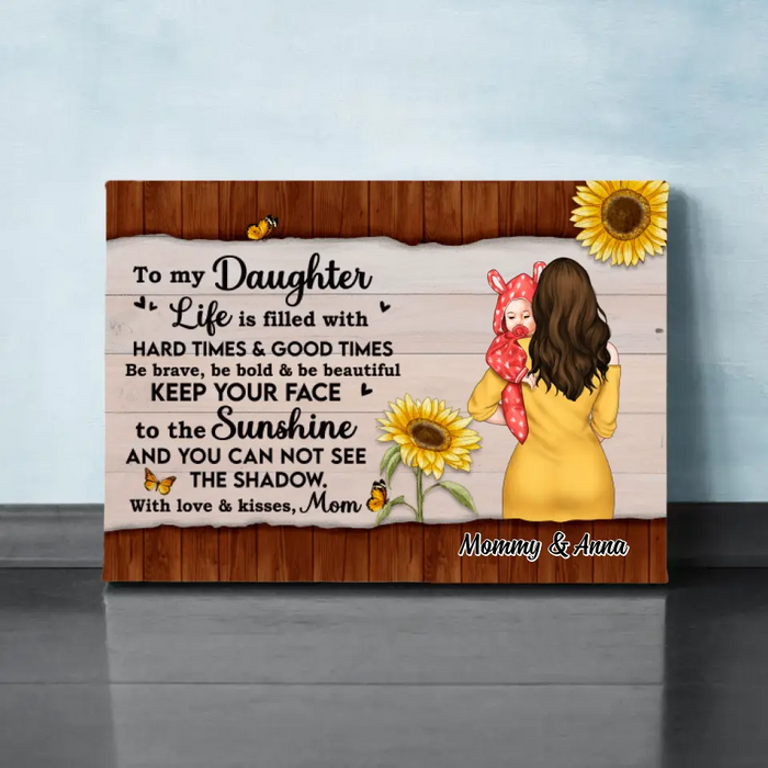 To My Daughter With Love & Kisses - Personalized Canvas For Her, Daughter, Mom