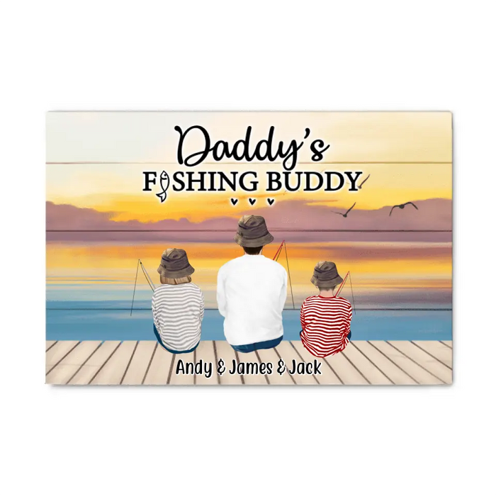 Daddy's Fishing Buddy - Personalized Gifts Custom Fishing Canvas for Friends and Family, Fishing Lovers