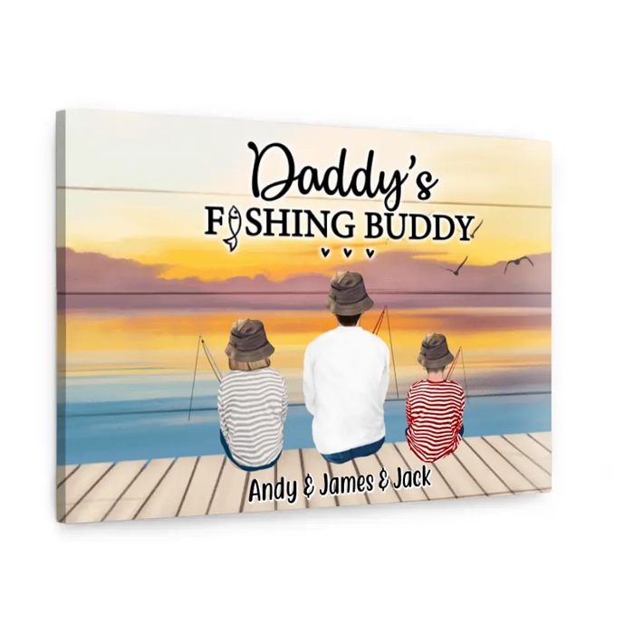 Daddy's Fishing Buddy - Personalized Gifts Custom Fishing Canvas for Friends and Family, Fishing Lovers