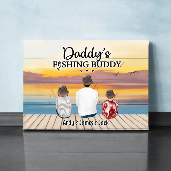 Daddy's Fishing Buddy - Personalized Gifts Custom Fishing Canvas for Friends and Family, Fishing Lovers