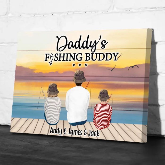 Daddy's Fishing Buddy - Personalized Gifts Custom Fishing Canvas for Friends and Family, Fishing Lovers