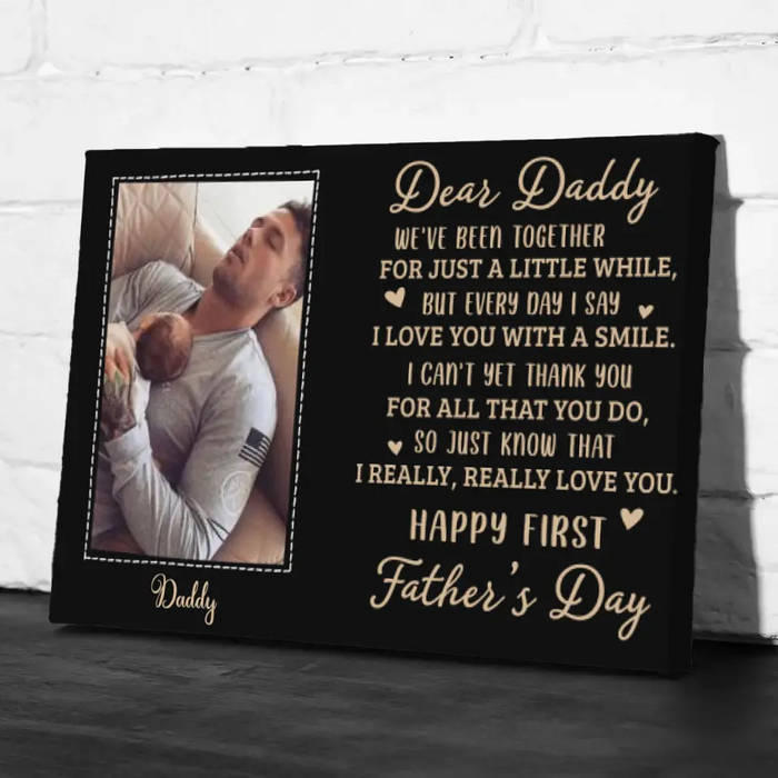 Happy First Father's Day - Personalized Gifts Custom Canvas for Him for Dad for Him